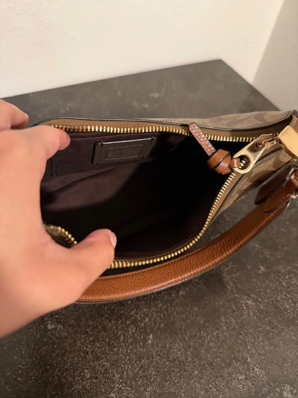 Coach Pennie Shoulder Bag in Signature Canvas and Pebble Leather